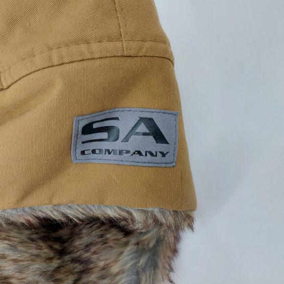 SA Company Trapper Hat Brown Canvas Faux Fur One Size - Picture 7 of 14